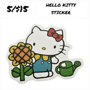 Hello Kitty Sticker Self-Adhesive Laptop Water Bottle White Cat Bow Gardening